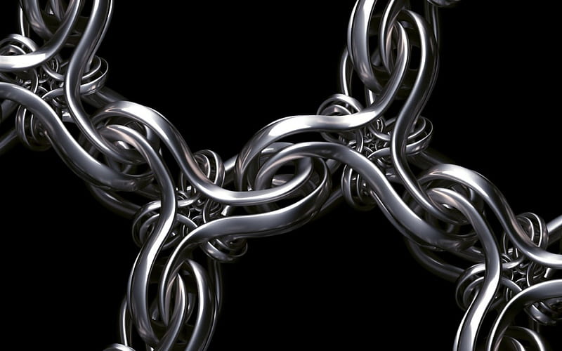 Chain Reaction, chain, black, silver, links, HD wallpaper