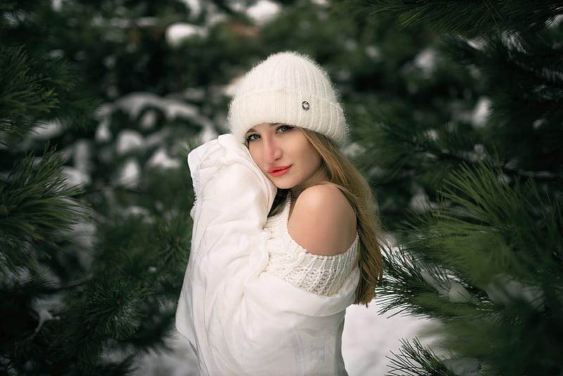 Girl Snow Winter White Clothing , girls, model, snow, HD wallpaper
