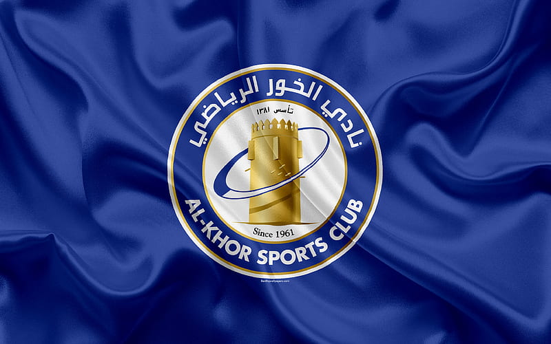 Al-Khor Sports Club, Al Khor FC Qatar football club, emblem, logo, Qatar Stars League, Doha, Qatar, football, silk texture, flag, HD wallpaper