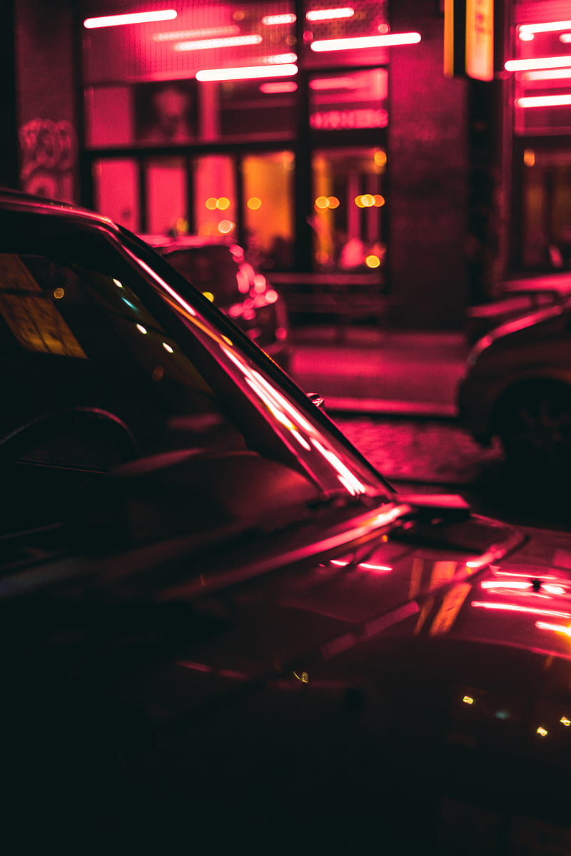car, dark, night, lights, neon, HD phone wallpaper