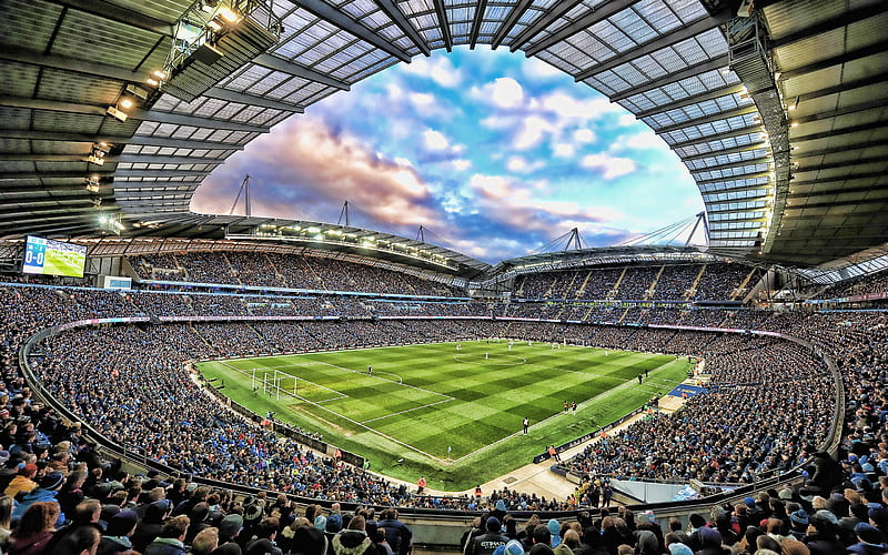 Etihad Stadium, full stadium, fans, Manchester City Stadium, match, soccer, football stadium, Manchester City FC, english stadiums, HD wallpaper