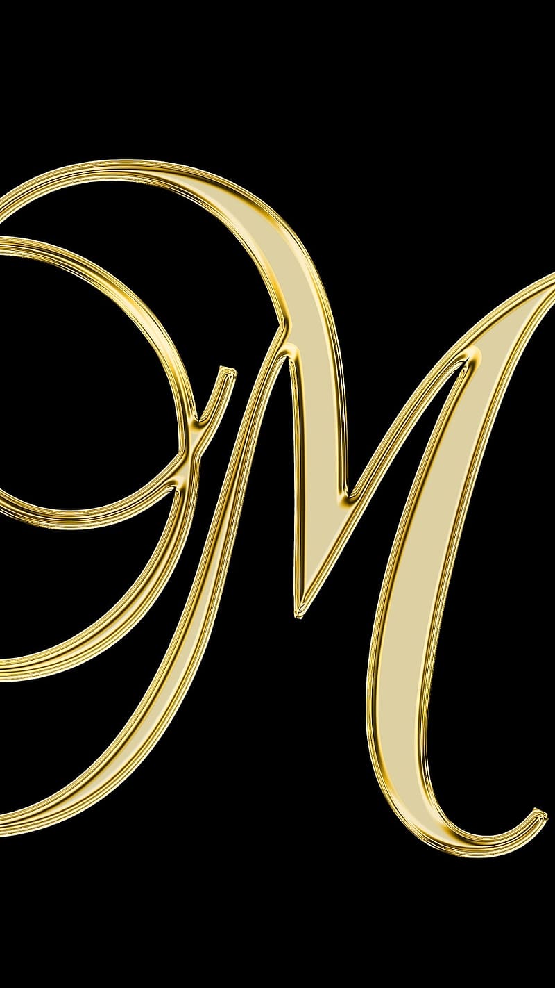 M Word, Golden Design, alphabet, HD phone wallpaper