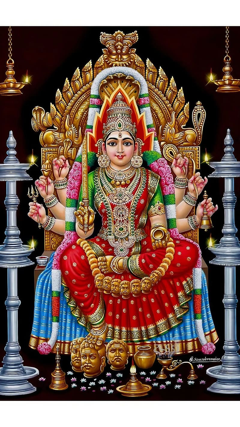 Mariamman, Red Saree, amman, goddess, HD phone wallpaper | Peakpx