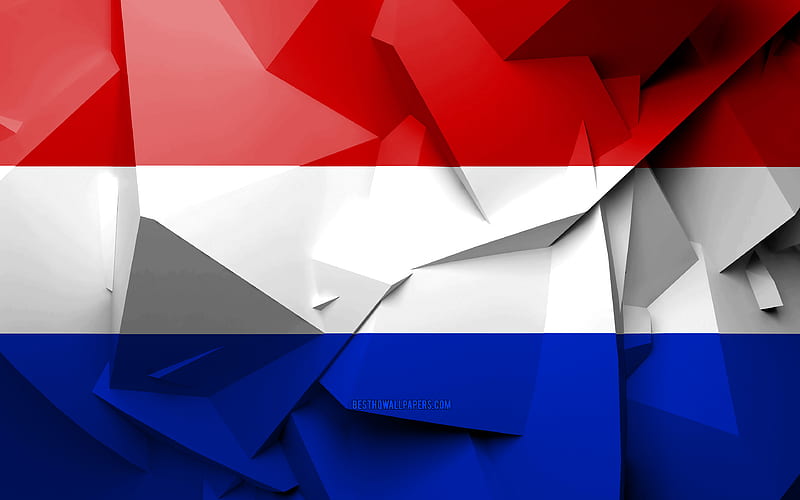 Flag of Netherlands, geometric art, European countries, Dutch flag, creative, Netherlands, Europe, Netherlands 3D flag, national symbols, HD wallpaper