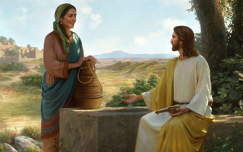 Jesus and Samaritan Woman, Jesus Christ, well, Samaritan, woman, gospel, HD wallpaper