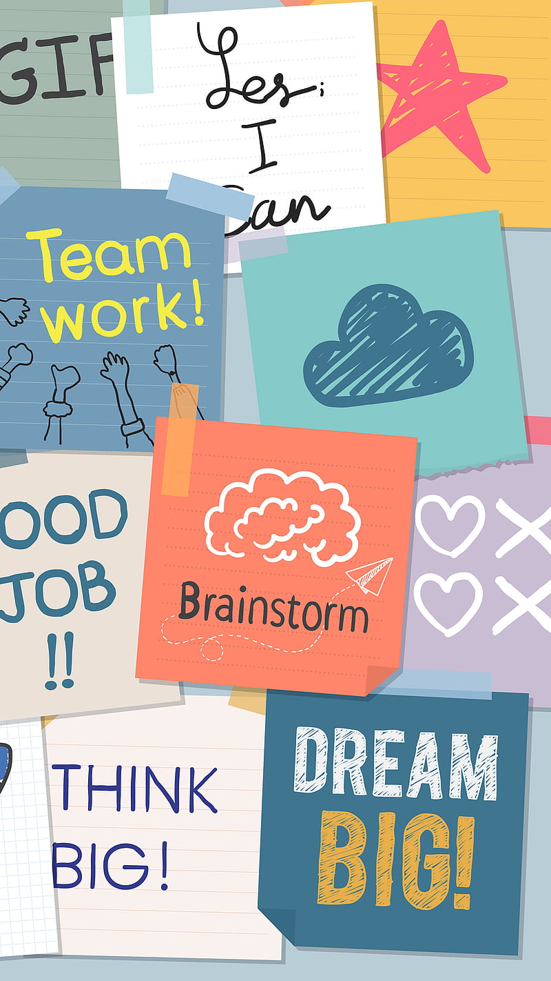 Post It Collage 2, Kiss, big, blue, brainstorm, brown, chalk, cloud, desk,  dream, HD phone wallpaper | Peakpx