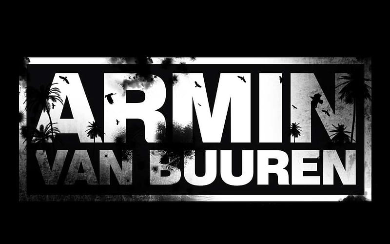 Armin van Buuren, logo, trance, music, black and white, dj, HD wallpaper