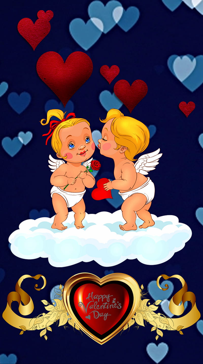 720x1280px, angel, friends, heart, kiss, love, valentines day, HD phone wallpaper