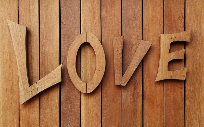 Love, craft, word, wood, HD wallpaper