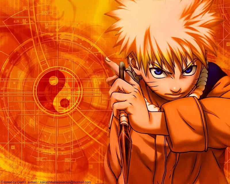 Naruto Holding A Kunai Knife, naruto, orange, kuniai, knife, HD wallpaper
