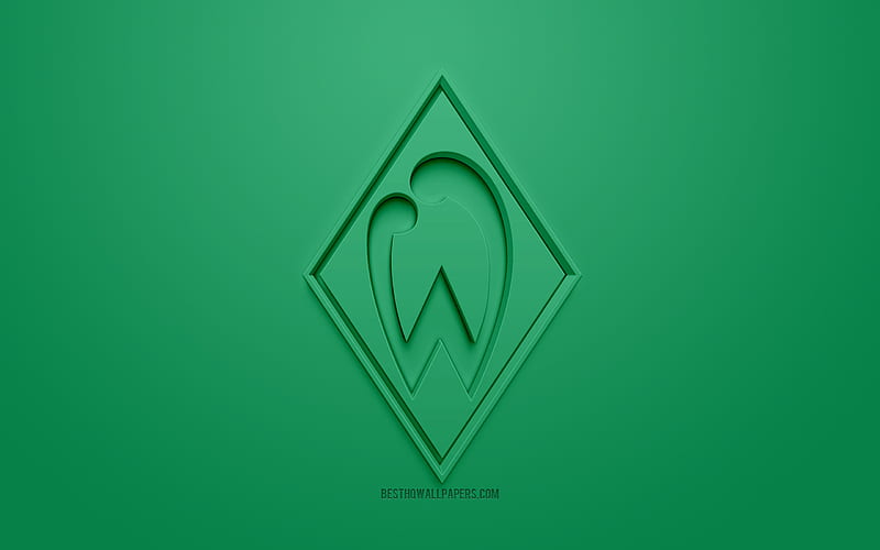 SV Werder Bremen, creative 3D logo, green background, 3d emblem, German football club, Bundesliga, Bremen, Germany, 3d art, football, stylish 3d logo, HD wallpaper