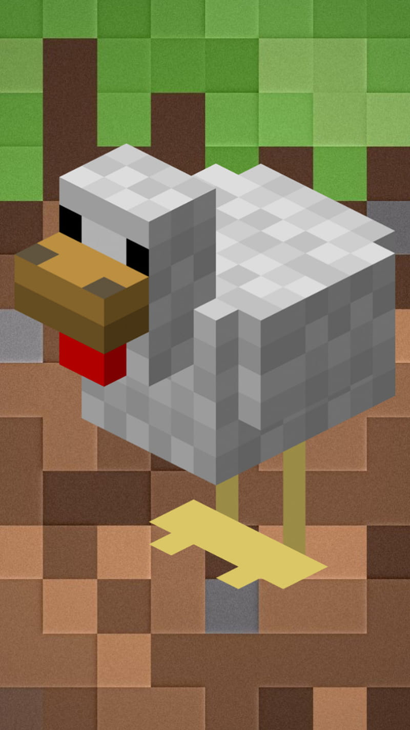 Minecraft Chicken, best, grass, iphone, popular, red, samsung, HD phone wallpaper