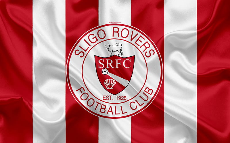 Sligo Rovers FC Irish Football Club, logo, emblem, League of Ireland, Premier Division, football, Sligo, Ireland, silk flag, Irish Football Championship, HD wallpaper