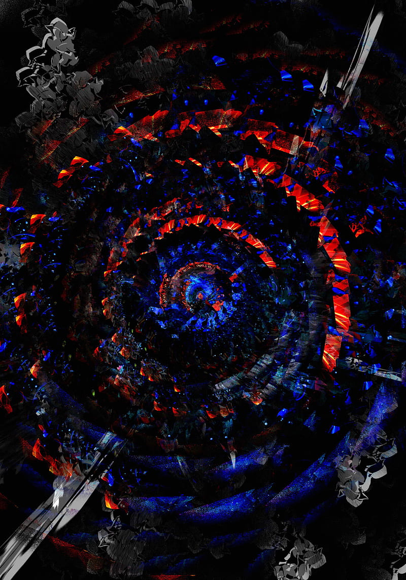 circles, rotation, red, blue, twisted, spiral, HD phone wallpaper