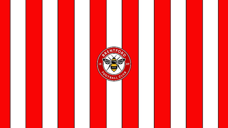 Red White Lines Emblem Logo Soccer Brentford F.C, HD wallpaper