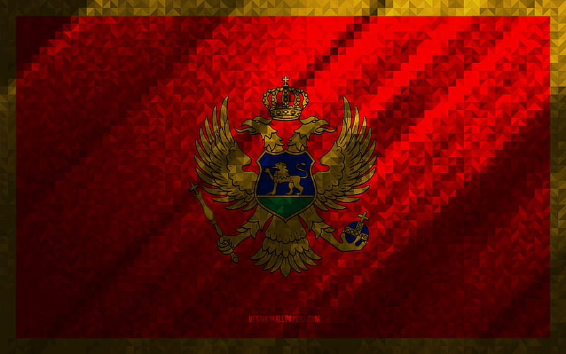 Flag of Montenegro, multicolored abstraction, Montenegro mosaic flag, Europe, Montenegro, mosaic art, Montenegro flag, HD wallpaper