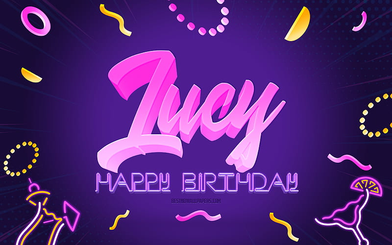 Happy Birtay Lucy Purple Party Background, Lucy, creative art, Happy Lucy birtay, Lucy name, Lucy Birtay, Birtay Party Background, HD wallpaper