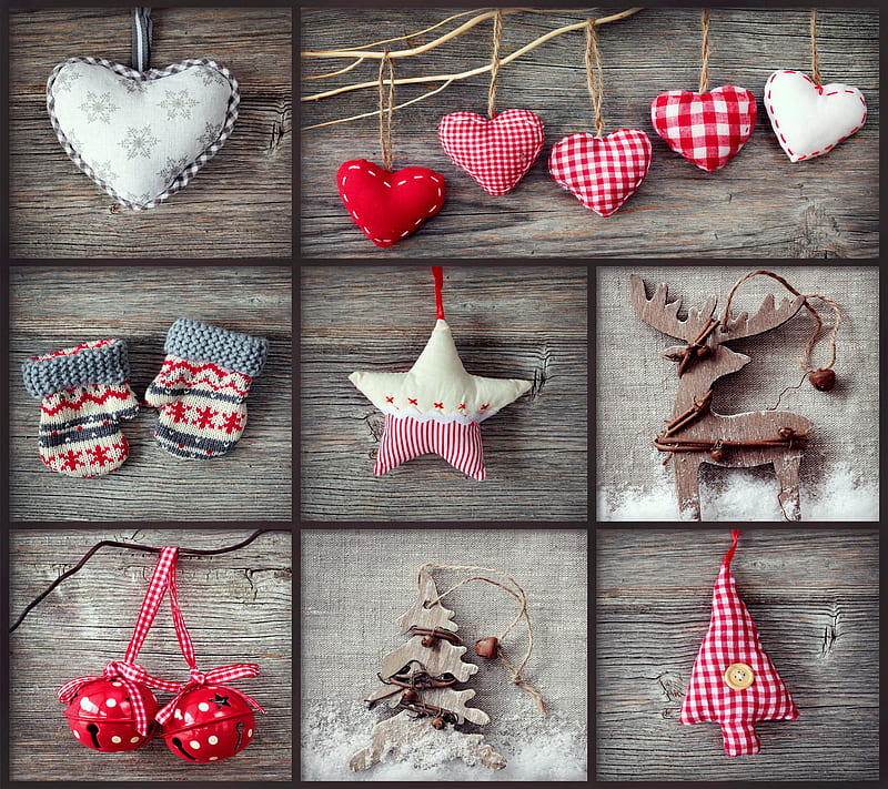 Christmas Collage, christmas, decoration, merry, winter, wood, HD wallpaper