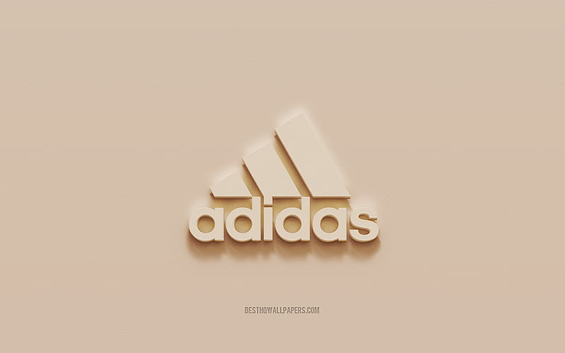 Adidas logo, brown plaster background, Adidas 3d logo, Adidas emblem, 3d art, Adidas old logo, HD wallpaper