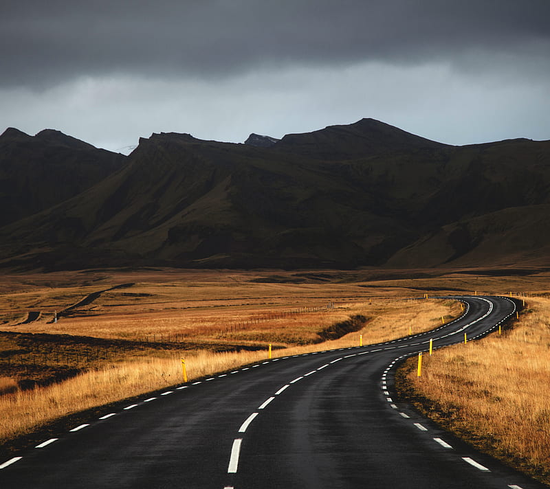 Iceland, mountains, road, HD wallpaper