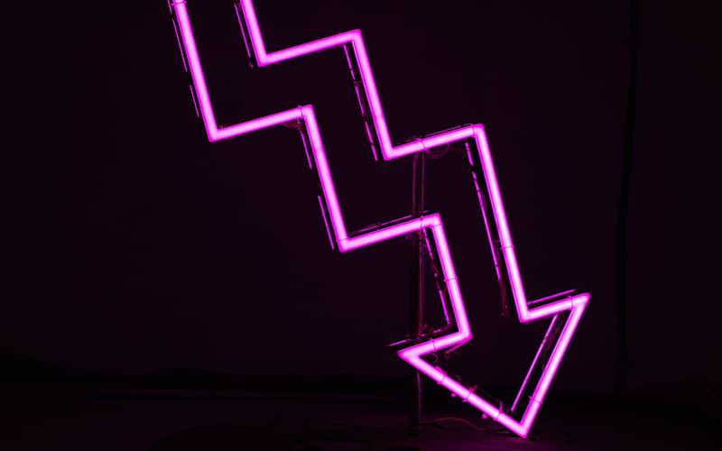 arrow, neon, purple, glow, dark, HD wallpaper