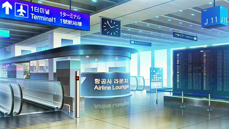 Anime, Original, Airport, Station, HD wallpaper