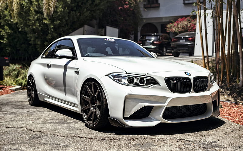 BMW M2 Coupe, 2016, F87, white M2, tuning BMW, German cars, HD wallpaper