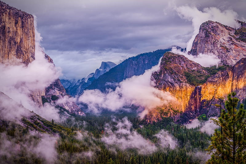 Yosemite National Park Clouds, yosemite, national-park, nature, mountains, HD wallpaper