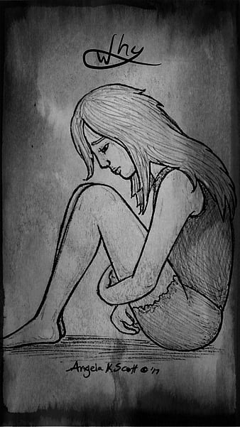 Sad girl drawing at getdrawings HD wallpapers | Pxfuel