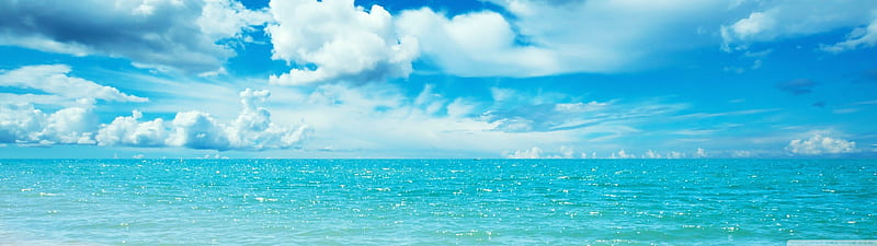 Ocean, panoramic, clouds, wide, sea, beach, dual monitor, water, wide  screen, HD wallpaper | Peakpx