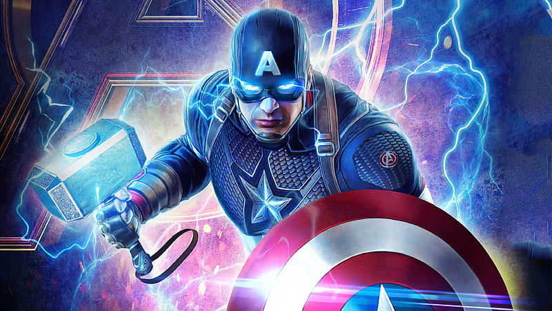2019 Captain America Mjolnir Avengers Endgame , captain-america, superheroes, artwork, avengers-endgame, behance, HD wallpaper