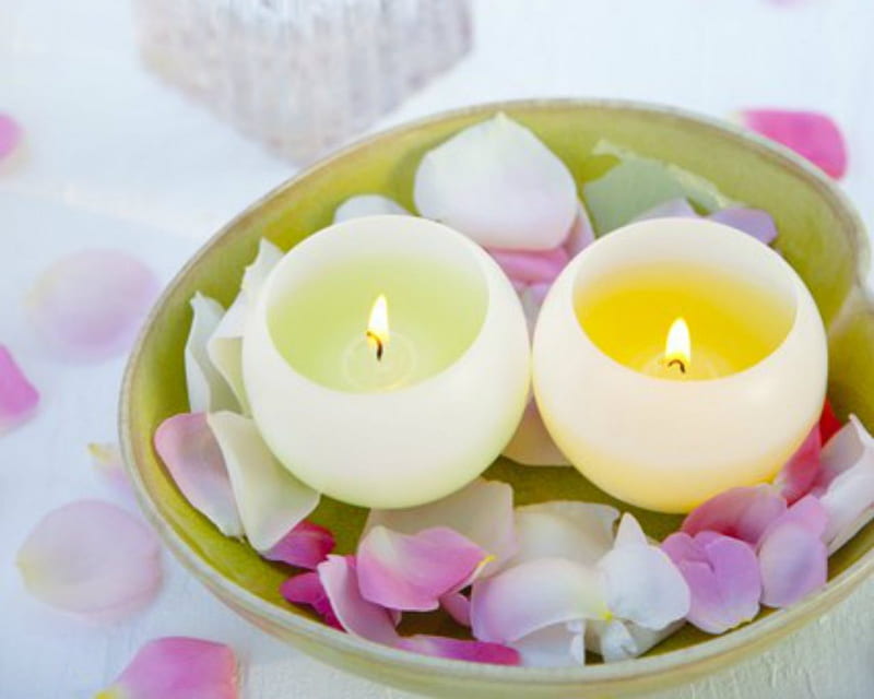 Lovely Candles, spa, petals, candles, light, HD wallpaper | Peakpx