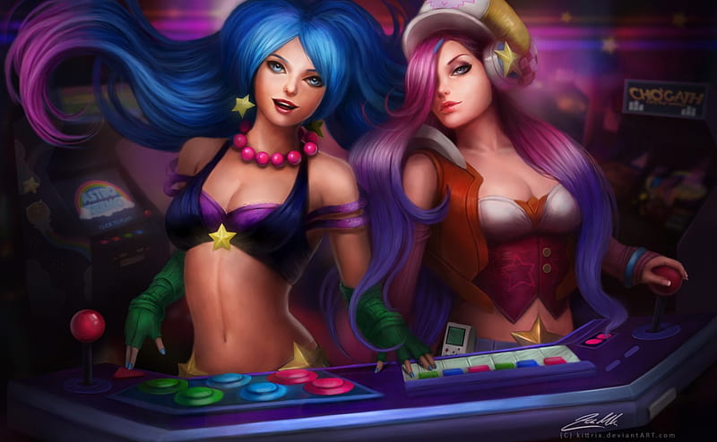 Arcade Duo, pretty, Sona, video game, game, bonito, League of Legends, swee...