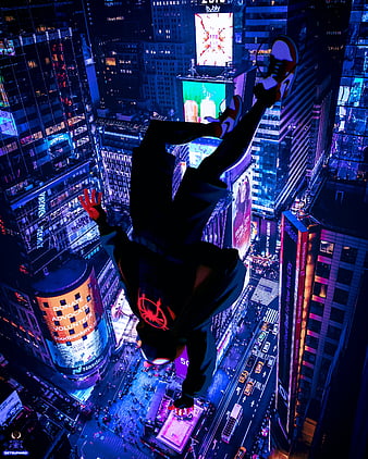 HD wallpaper SpiderMan Into the SpiderVerse Miles Morales movies  city  Wallpaper Flare
