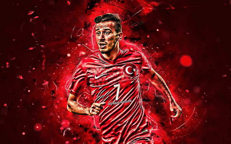 Oguzhan Ozyakup, joy, Turkey National Team, goal, soccer, footballers, Ozyakup, abstract art, midfielder, neon lights, Turkish football team, HD wallpaper
