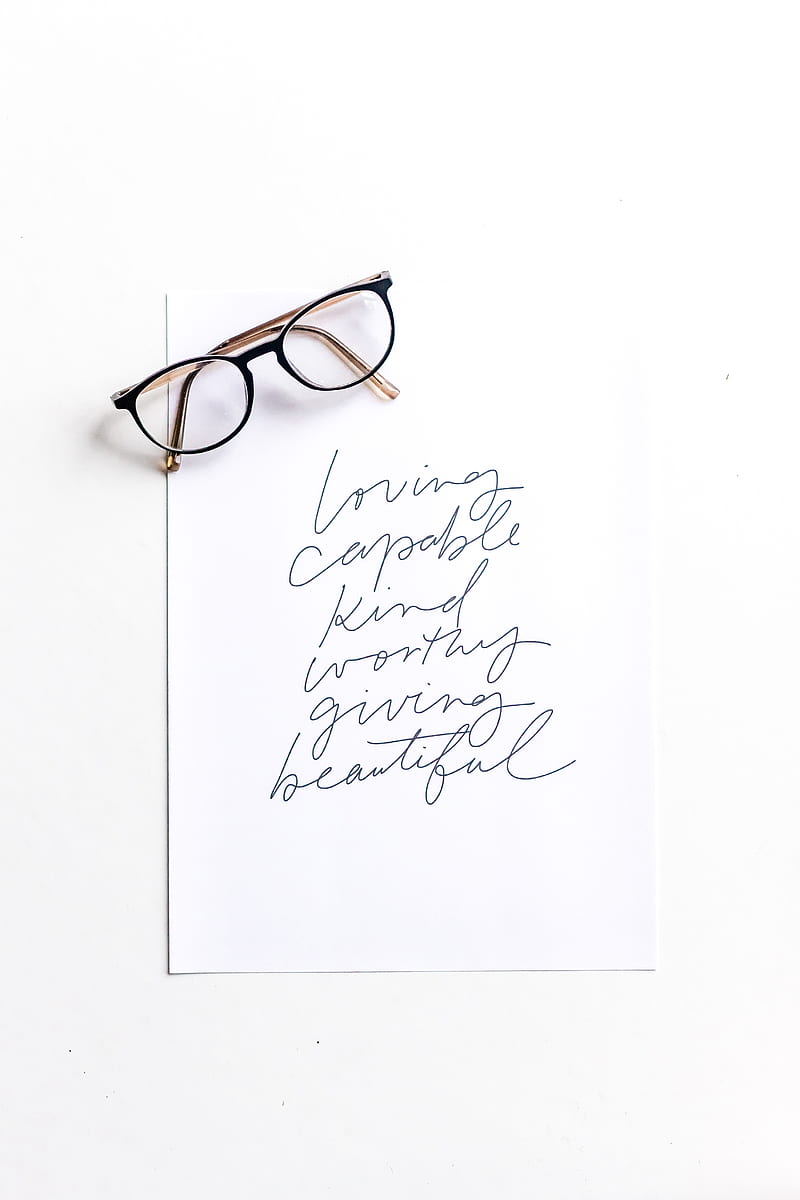 brown framed eyeglasses on white printer paper, HD phone wallpaper
