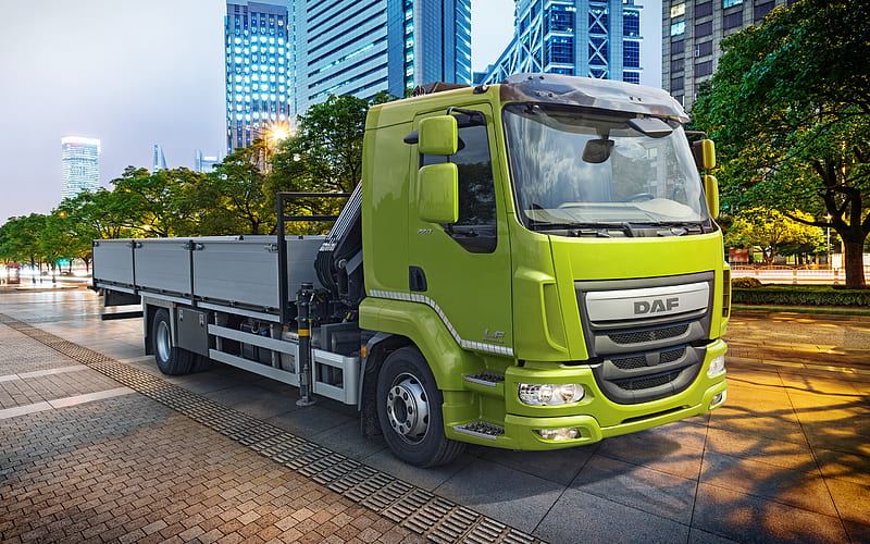 DAF LF street, 2018 truck, Euro 6, new LF, cargo transport, trucks, DAF, HD wallpaper