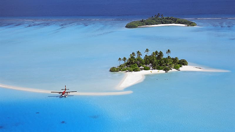 Water, Ocean, , Airplane, Island, Maldives, Aircraft, Seaplane, HD wallpaper