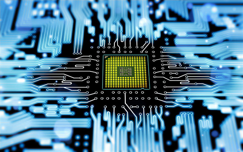 computer chip macro, PCB, microcircuit, microchip, green chip, close-up, chip, motherboard, HD wallpaper
