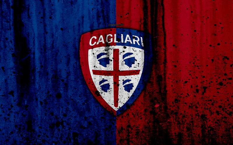 FC Cagliari logo, Serie A, stone texture, Cagliari, grunge, soccer, football club, Cagliari FC, HD wallpaper