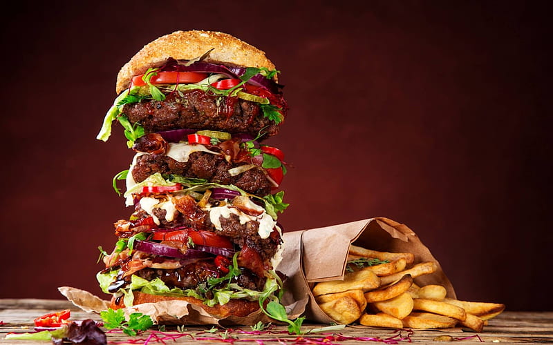 heart attack burger, cool, yummy, food, entertainment, fun, burger, HD wallpaper