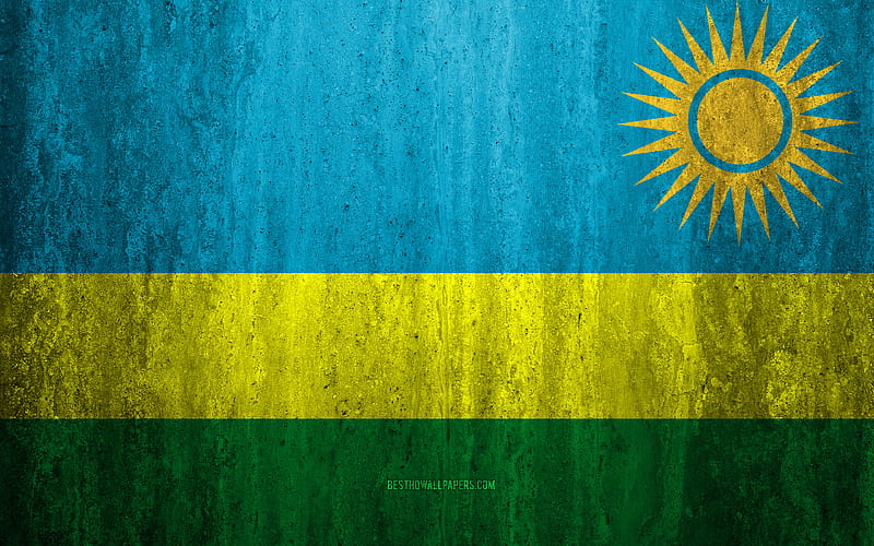 Flag of Rwanda stone background, grunge flag, Africa, Rwanda flag, grunge art, national symbols, Rwanda, stone texture, HD wallpaper
