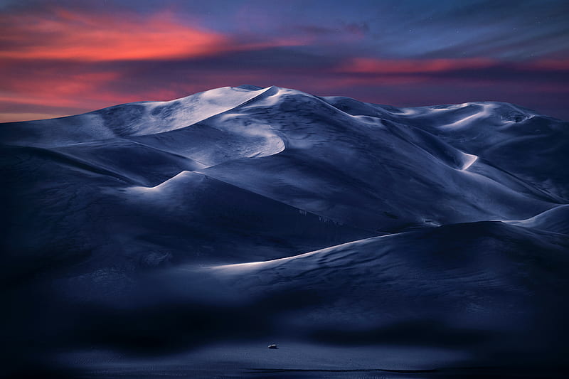 Night, beautiful desert, landscape and dunes, HD wallpaper