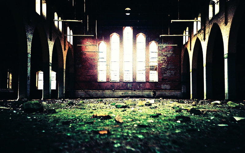 Holy Light throght the Windows Abandoned Our Lady Hospitall, HD wallpaper
