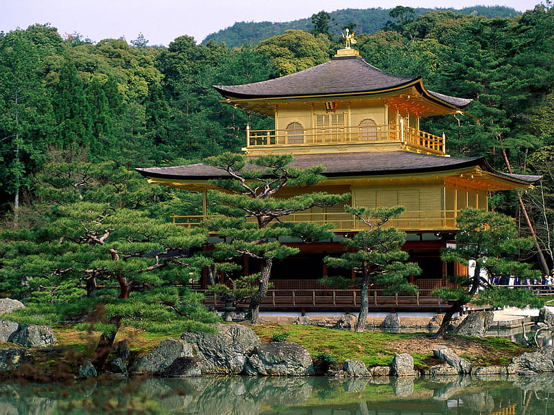 Japan Kyoto Kinkaku ji Temple, unesco, japan, kyoto, kinkaku-ji temple, rokuon-ji, kita-ku, golden pavilion temple, HD wallpaper