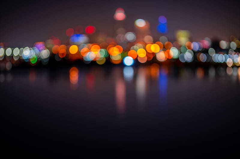 cityscape, bokeh, blurry, night, lights, Abstract, HD wallpaper