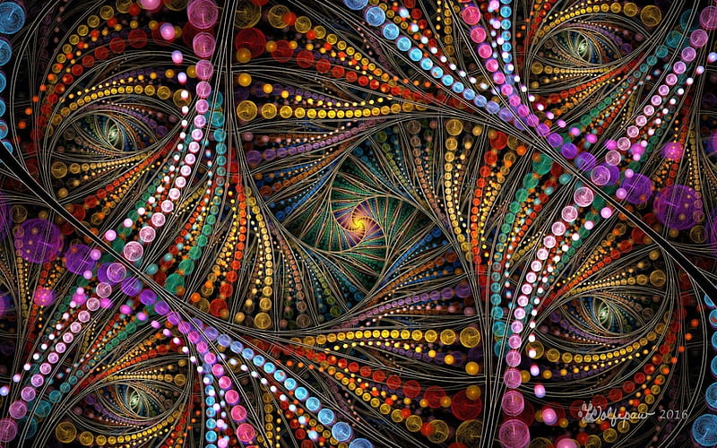Mardi Gras Beads Spiral, colors, beads, abstract, fractal, HD wallpaper