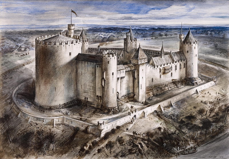 Bothwell Castle Depiction, Scottish Castles, Bothwell Castle, Artwork, Scotland, Art, HD wallpaper