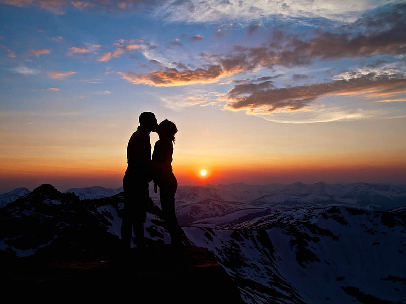 Best Romantic Couple, Love, Land, Sky, Sunset, HD wallpaper