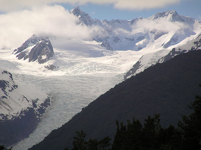 Fox Glacier, shantyman, new zealand, glacier, ice, cold, HD wallpaper